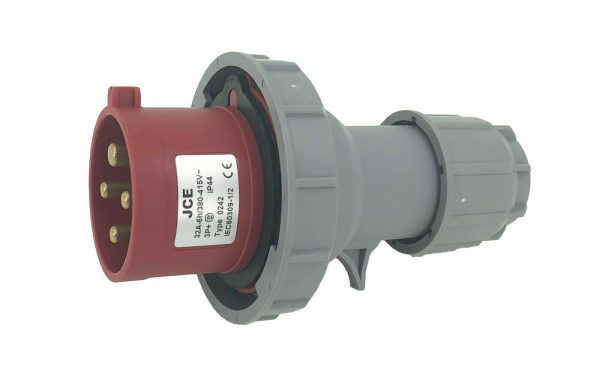 JCE 32A 4 Pin Red Trailing Plug & Socket 415V IP67 Waterproof - Image 3