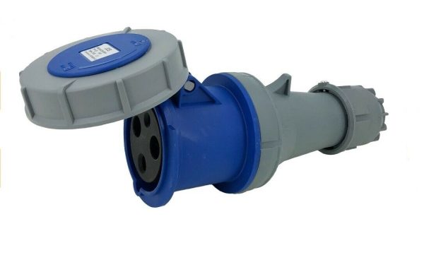 JCE 63A 3 Pin Blue Trailing Plug & Socket 240V IP67 Waterproof - Image 2