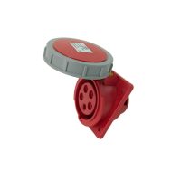 32A 5 Pin Angled Panel Mounted Socket IP67