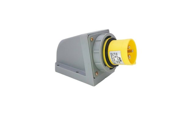 16A 3 Pin Yellow 110V Wall Mounted Plug IP67