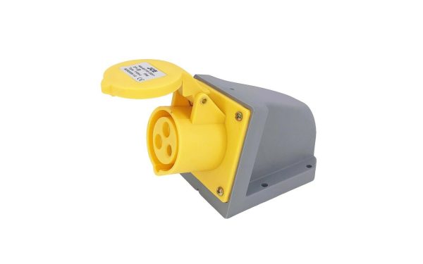 16A 3 Pin Yellow 110V Wall Mounted Socket IP44