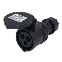 16A 3 Pin Black Trailing Socket