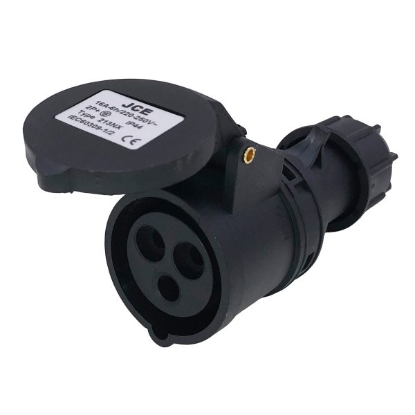 16A 3 Pin Black Trailing socket