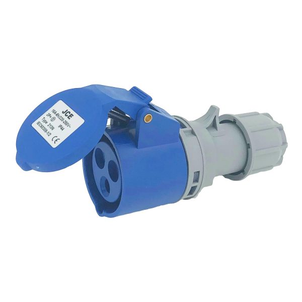 16A Plug to 2 x 16A Sockets. 1.5mm IP44 Arctic Blue Splitter - Image 3