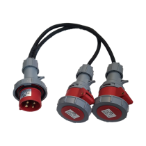 16A Plug - 2 x 16A Sockets 4Pin 1.5mm H07 IP67 Power Splitter - 0.5M