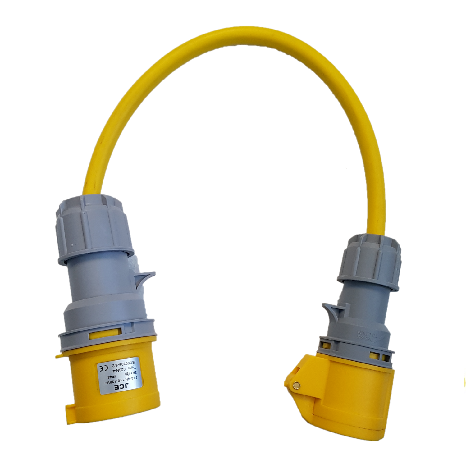 32A Plug – 16A Socket Adaptor 110V 4mm Arctic Yellow